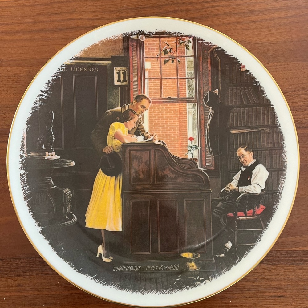 Norman Rockwell The Marriage License Plate